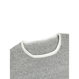 Comfy Plus-Size Crew Neck Sweater - Casual Solid Color with Slight Stretch, Machine Washable, Perfect for Spring/Fall