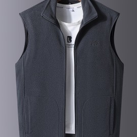 Men's Casual Warm Letter Print Vest - Stylish and Comfortable Sleeveless Jacket for Men