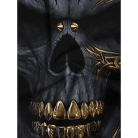 Men's Scary Skull Head 3D Print T-shirt with Golden Teeth - Trendy Graphic Summer Outdoor Tee