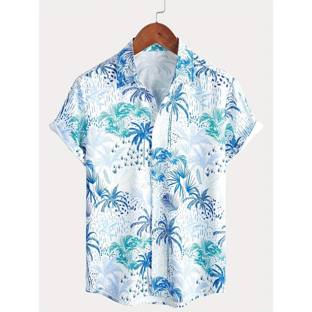 Palm Trees Hawaiian Shirts Button Up Short Sleeve Beach Shirts Summer Casual Aloha Shirts