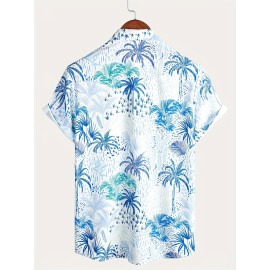 Palm Trees Hawaiian Shirts Button Up Short Sleeve Beach Shirts Summer Casual Aloha Shirts