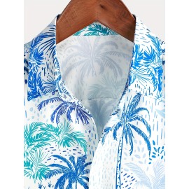 Palm Trees Hawaiian Shirts Button Up Short Sleeve Beach Shirts Summer Casual Aloha Shirts