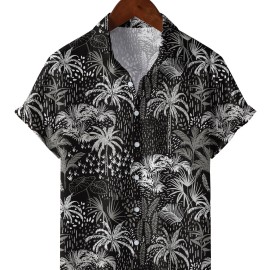 Palm Trees Hawaiian Shirts Button Up Short Sleeve Beach Shirts Summer Casual Aloha Shirts