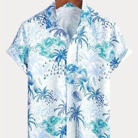 Palm Trees Hawaiian Shirts Button Up Short Sleeve Beach Shirts Summer Casual Aloha Shirts