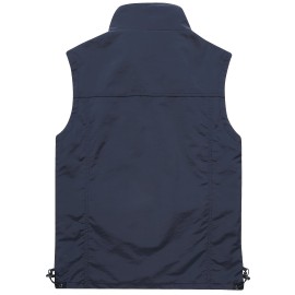 Zipper Pockets Cargo Vest, Men's Casual Outwear Stand Collar Zip Up Vest For Spring Summer Outdoor Fishing Photography