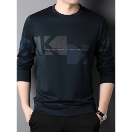 Men's Geometric Pattern Print Sweatshirt - Trendy Graphic Design Crew Neck for Fall/Winter