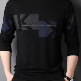 Men's Geometric Pattern Print Sweatshirt - Trendy Graphic Design Crew Neck for Fall/Winter