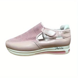 Women's Platform Mesh Sneakers, Casual Breathable Hook & Loop Non Slip Flats, Casual Walking Shoes