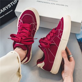 Men's Trendy Lace Up Low Top Casual Walking Street Wandering Campus For Students Teenager Youth, Outdoor, All Seasons