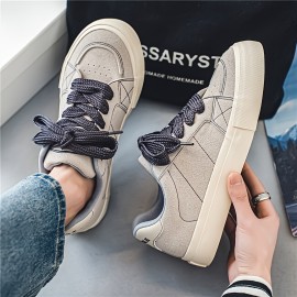 Men's Trendy Lace Up Low Top Casual Walking Street Wandering Campus For Students Teenager Youth, Outdoor, All Seasons