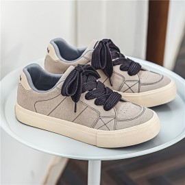 Men's Trendy Lace Up Low Top Casual Walking Street Wandering Campus For Students Teenager Youth, Outdoor, All Seasons