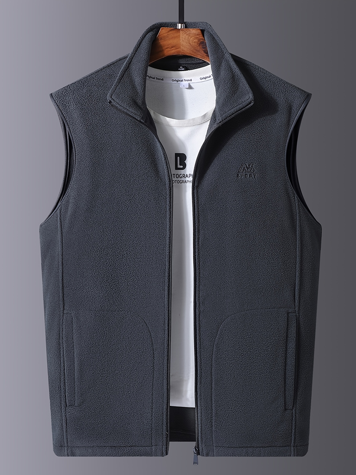 mens casual warm letter print vest best sellers details 6