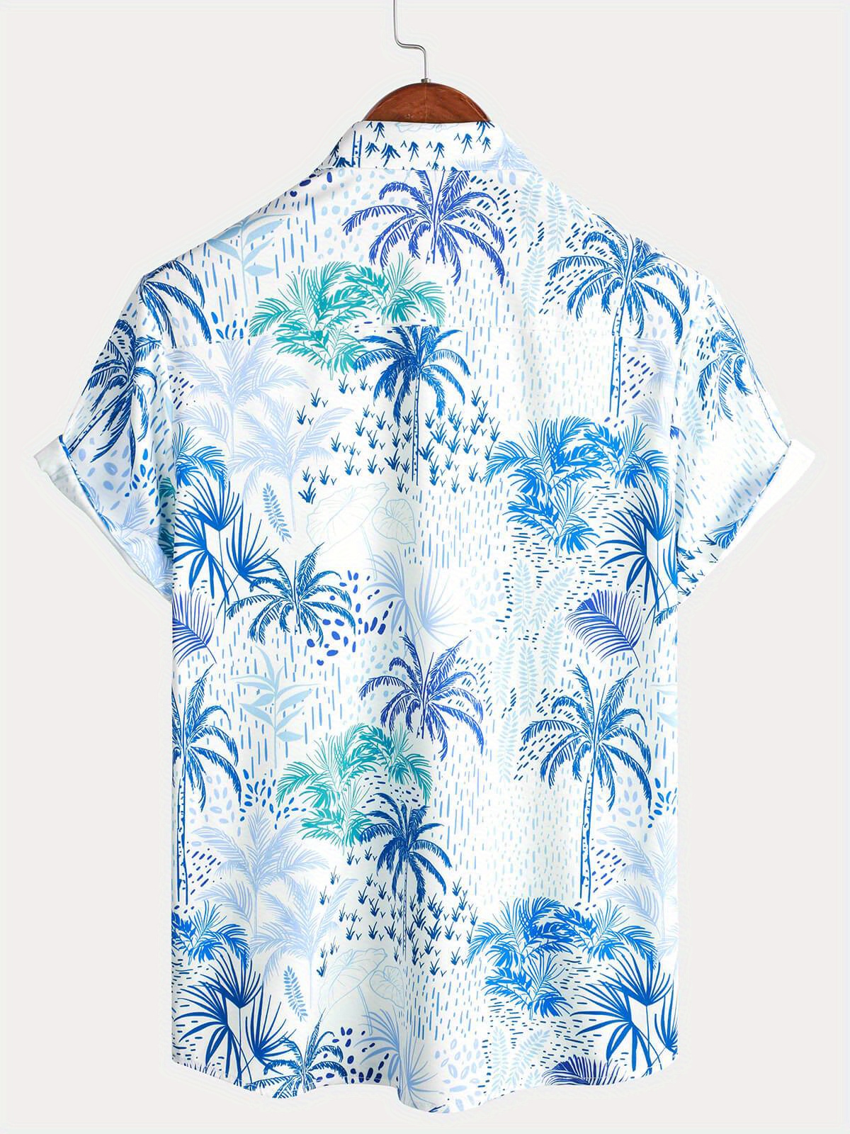 palm trees hawaiian shirts button up short sleeve beach shirts summer casual aloha shirts details 2