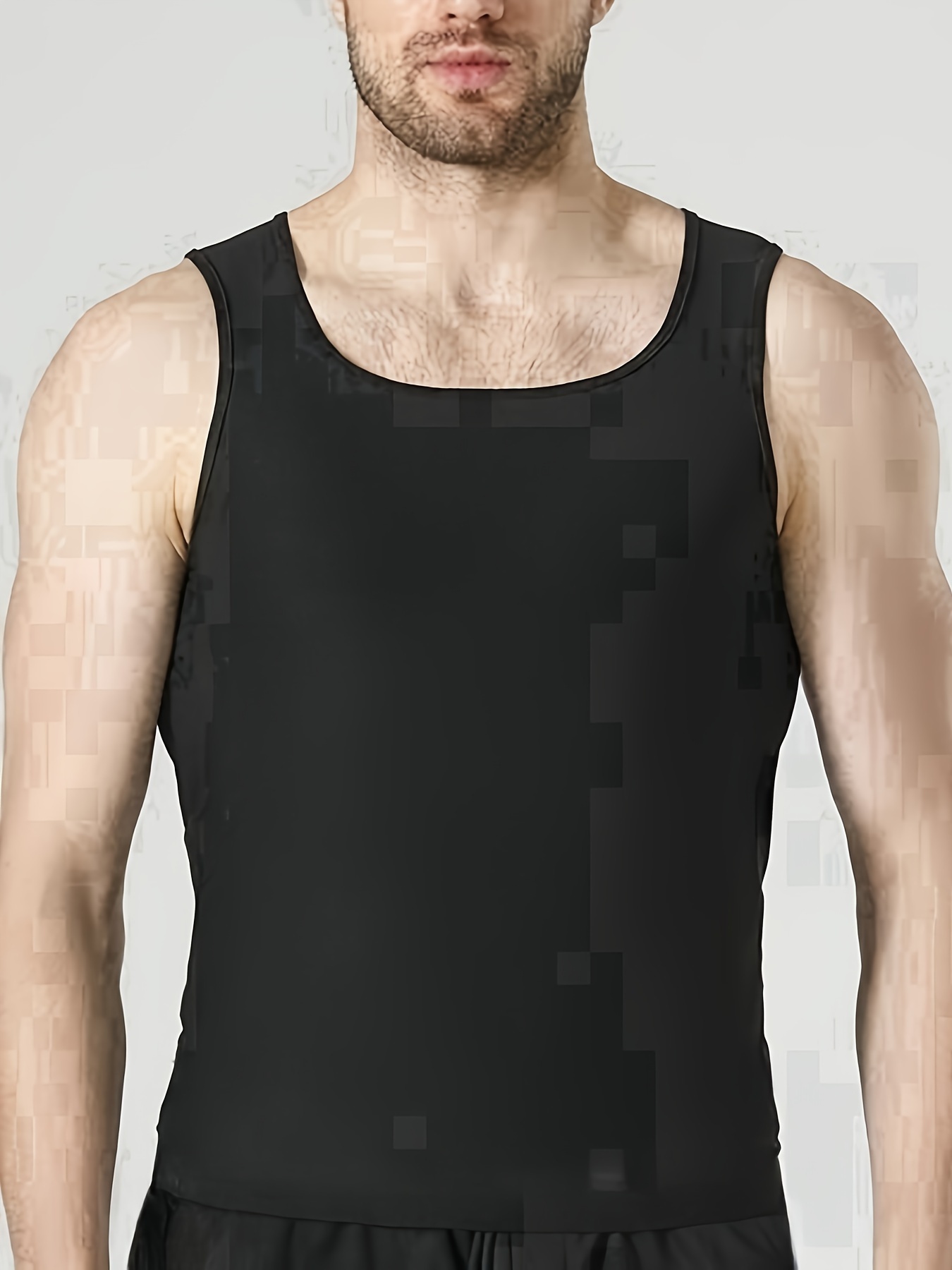 mens tight fit sauna sweat workout crew neck tanktop vest body shapewear for men details 5