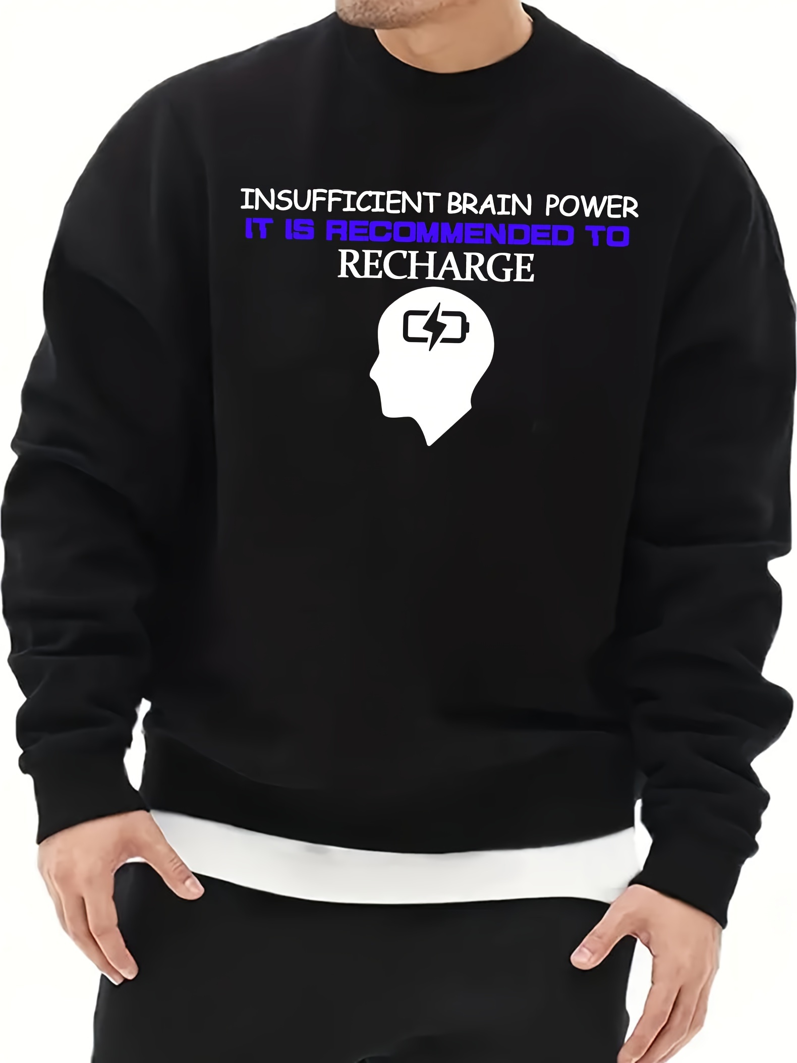 brain print fashionable mens casual long sleeve crew neck pullover sweatshirt suitable for outdoor sports for autumn spring can be paired with necklace as gifts details 18