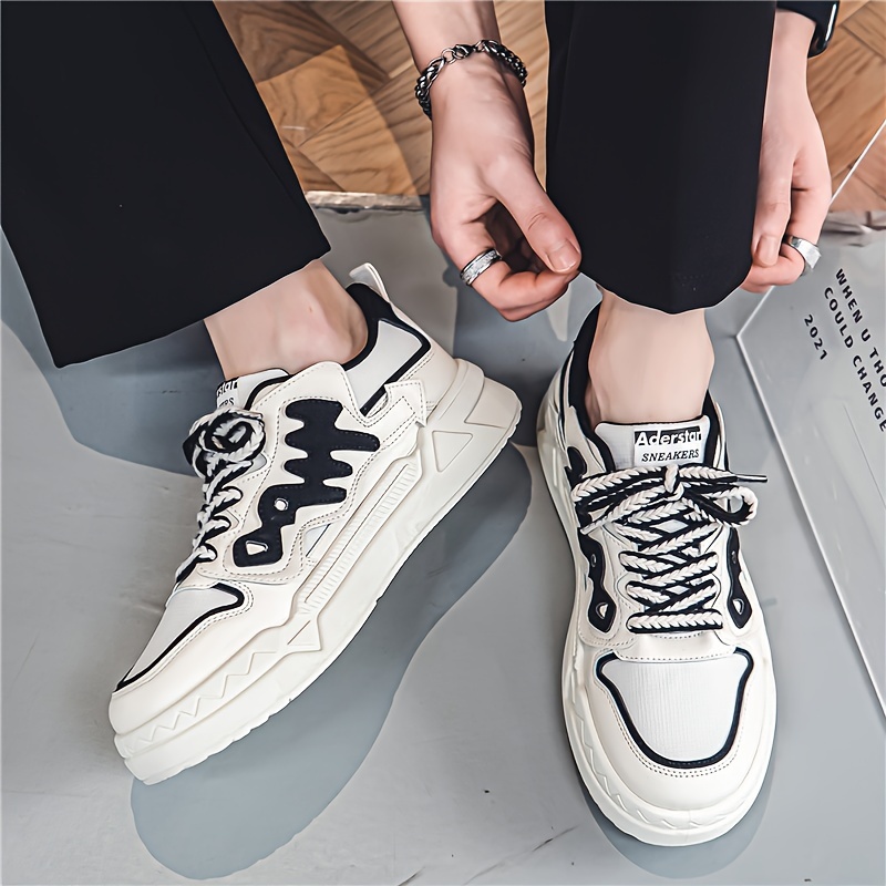 mens trendy street style skate shoes comfy non slip lace up casual sneakers for mens outdoor activities men s shoes temu details 4