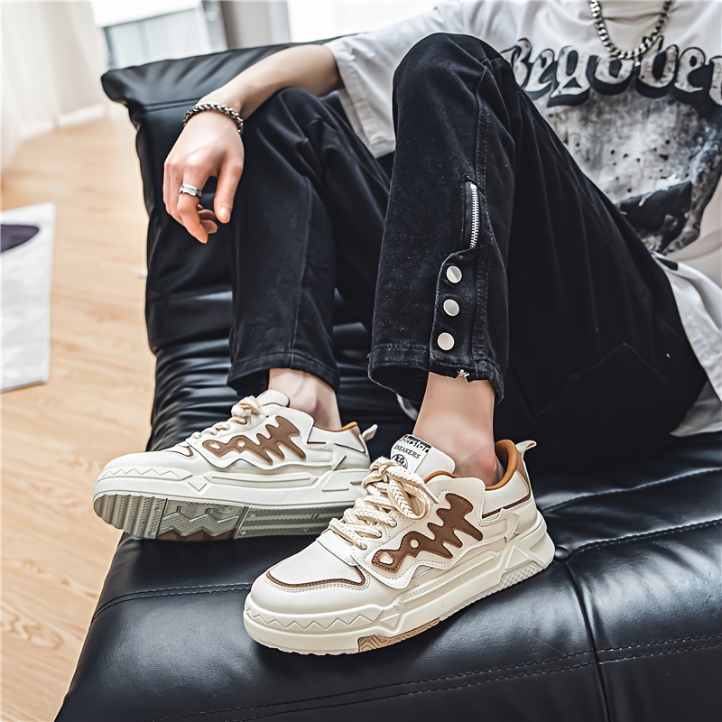 mens trendy street style skate shoes comfy non slip lace up casual sneakers for mens outdoor activities men s shoes temu details 9